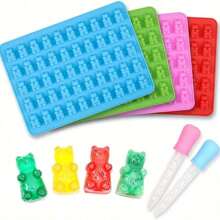 Silicone Gummy Bear Candy Mold, Non Stick Chocolate Gummy Candy Mold, Used For Gummy Chocolate Jelly Cookies With 7 Colors Of Teddy Bear Shaped Mini Silicone Molds
