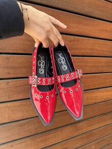 Balerinas de moda color rojo - Rojo - Ver 3