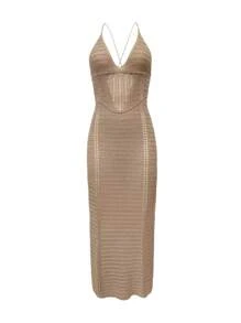 Women's Solid Color Sexy Backless Hollow Out Beach Vacation Slim Fit Cover Up Long Dress
