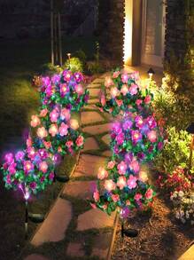1 Peça Luz Solar de Flor de Rododendro - Decoração de Jardim Externa com LED, Luminária de Piso de Pátio Eficiente em Energia com Pétalas Refletivas Multicoloridas, Iluminação Solar para Caminho para Ambientação Noturna, Luzes de Jardim Noturno | Design de Luz Floral