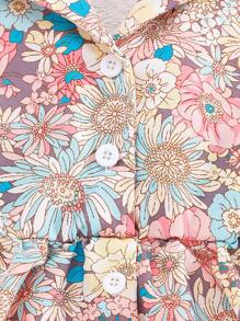 Conjunto de 2 piezas de vestido y sombrero casual con estampado floral ditsy para bebé niña, para verano