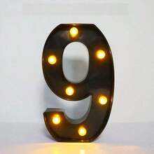 21.8cm LED Black Illuminated Letter & Number Decorative Light, Warm White, Battery Powered (Batteries Not Included), Suitable For Christmas Party Decor, Birthday Party, Baby Shower Decoration - Black - View 39