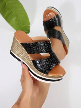 Fashion Thick-Sole Wedge Slip-On Sandals For Women, Outdoor Versatile Mules, Spring/Summer