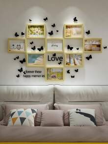 8pcs Creative Gallery Wall Photo Frame Set, 5"/6"/7"/8"/10" Photo Collage Display For Living Room And Bedroom, Includes Landscape Photos & Butterfly Stickers - Multicolor - View 7