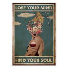 1pc Wall Arts Posters Vintage Decorative Board Wall Retro Images Canvas Painting Kindness Losing Reason Find Your Soul Yoga Poster Retro Home Decoration Optional Frame ,Wall Art With Frame - Multicolor - View 40