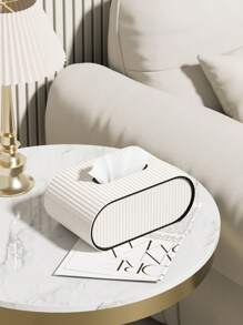 De deksel van de PU-leren tissuebox, een moderne, licht-luxueuze, hoogwaardige elliptische tissueboxhouder, een creatieve tissuebox, is een decoratief opbergitem met magnetische sluiting, geschikt voor woonkamers, nachtkastjes, slaapkamers, bureaus en badkamermeubels.