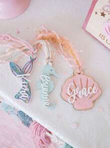 Mermaid Party Tags, Personalized Name Bag Tags, Gift Tags, Seahorse Shell Basket Tags, Mermaid Gift Tags, Mermaid Birthday, Underwater World, Underwater World, Summer Back To School Tags