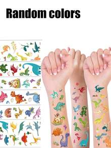New Children's Cartoon Dinosaur Sea Animals Sweat-Absorbent Fun Underwater Party Temporary Stickers, Vibrant And Cute Cartoon Cute Stickers Stickers, Very Suitable For Birthday Parties, Beach Activities And Christmas Stockings Glitter Makeup Stickers, Is A Perfect Choice For Birthday Party Gifts. , Back To School Gifts - Multicolor - View 1