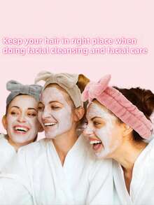 15件套纯色蝴蝶结发带和腕带套装，多功能洁面腕带，柔软法兰绒女士发饰 - 彩色 - 查看 9