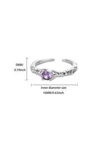 1pc Purple Zirconia Lava Texture Open Ring,Suitable For Daily Wear - 1 - View 9