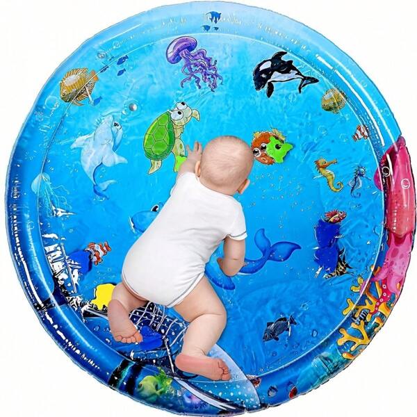 1pc Round Inflatable Play Mat, Large Round Dolphin Splash Mat, PVC Water Play Mat For Toddlers, Cartoon Game Water Mat, Encourage Activity And Sensory Development,Perfect For Infants As A Play Mat, Early Education Crawling Pad ,Great Christmas Halloween Thanksgiving Day Gift, New Year's Gift, Valentine's Day Gift.