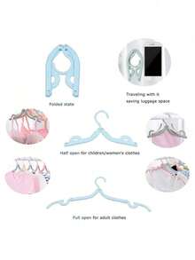 彩色旅行衣架，便携式可折叠衣架，轻便，节省空间的晾衣架，衣架，旅行衣架，旅行配件，适合商务旅行，适合度假，可折叠婴儿衣服晾衣架 - 彩色 - 查看 6