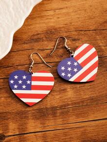1 Pair Fashionable USA Flag Earrings, Suitable For Parties And Gatherings - one-size - View 3