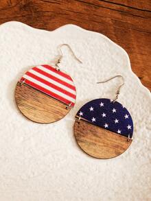 1 Pair Fashionable USA Flag Earrings, Suitable For Parties And Gatherings - one-size - View 12