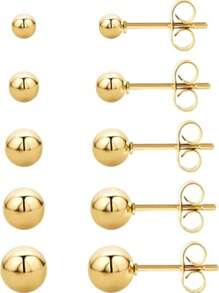 5 pares de pendientes de botón para mujer, set de pendientes de botón, pendientes de botón de cubic zirconia pequeños, pendientes de botón de acero inoxidable hipoalergénicos con CZ para mujer, sin níquel y sin alergias, pendientes de botón de respaldo plano