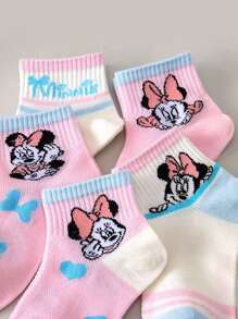 5 Paar Mädchen Cartoon Mickey Maus Mesh Sommer Kurzsocken