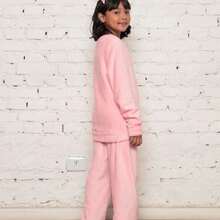 ***Check The Measurements Carefully*** Children's Pajama Set/Fleece Ultra Soft/Boy, Unisex. - Berwarna merah muda - View 5