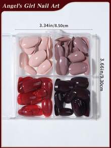 96pcs/Box (4 Kotak Beraneka Ragam) Stiker Kuku Oval Pendek Cokelat, Hitam dan Merah, Stiker Kuku Akrilik Pendek, Kuku Palsu Full Coverage, Termasuk 1 Gel Polish dan 1 Kikir Kuku, Dengan Kotak Penyimpanan, Cocok Untuk Wanita dan Anak Perempuan Untuk Kehidupan Sehari-hari dan Pesta. - MultiWarna - View 5