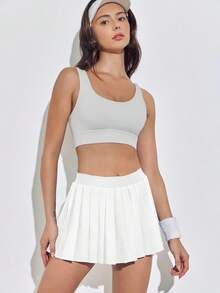 Pleated Skirts For Women High Waisted Tennis Skirts Adjustable Buckle Athletic Skorts Skirts With Pocket - 白色 - 查看 4