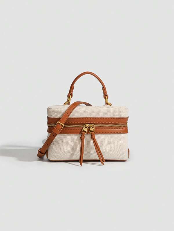 Fashionable Square Box Bag, Handbag, Shoulder Bag, Crossbody Bag, Suitable For Parties, Office Ladies, Middle School, High School, College