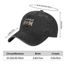 Basketball MOM 1 Mens And Womens Washable Hat, Funny Graphic Print Text Letters Unisex Adult Adjustable Baseball Cap, Fashion Casual Sun Hat Washed Denim Baseball Cap Made In USA - 黑色 - 查看 6