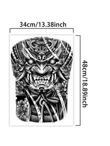 1 件西式背部临时纹身半永久防水防汗持续 1-2 周逼真草本汁不反光防摩擦仿黑色假纹身男士背部纹身贴纸现代人体艺术