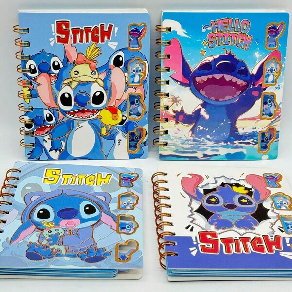 1pc Anime Stitch Colorful Notepad, A6 Spiral Bound Lined Notebook, Baby Yoda Themed Notebook, Loose Leaf Memo Book, Thickened Journal, Student Portable Notebook, Detachable Spiral Notebook, Practice Book, Sticky Note Pad, Student Workbook, Creative Business Office Gift
