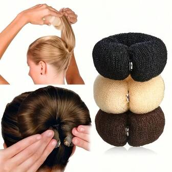 1/2pcs Vintage Bun Maker - Sponge With Clips, DIY Foam Bun Maker Tool, Suitable For Classic Buns, Fashionable Ponytails And Bun Hairstyles, Suitable For Winter Hairstyles, Fashion Winter Hairstyles, Suitable For Donut Bun, Chignon Hairstyle Accessory | Retro Style Accessory | Sponge Material, Hair Volume Enhancing Tool Hair Ties