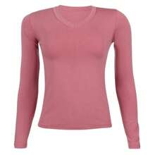 Kit 3 Women's Basic Long Sleeve V-Neck Blouses - Negro / Blanco / Rosa - Ver 4