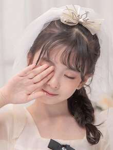 1pc Girls Princess Long Veil Crown Hair Clip, Cute Hair Accessory - Multicolor - View 5