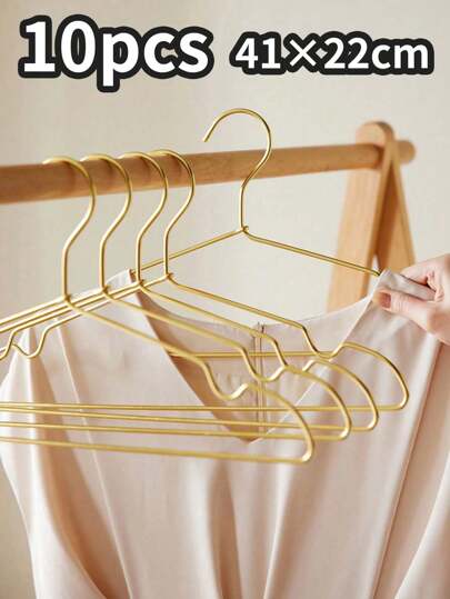 10 stuks gouden aluminium hangers, gladde en duurzame metalen overhemd- en jurkhangers, lichtgewicht en stevige metalen hangers voor colberts en casual broeken (10 stuks)