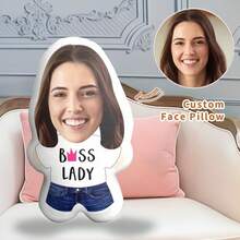 1pc Customized Face Decor Throw Pillow, "Female Boss" Personalized Portrait Cushion, DIY Customize Photo Pillow, Interesting Pillow Gift For Her, Girlfriend, Couple, Coworker, Family, Suitable For Anniversary, Mother's Day, Christmas, Birthday, Sofa, Bed, Car, Bedroom, Living Room Decoration - Customized According to Your Drawing - View 11