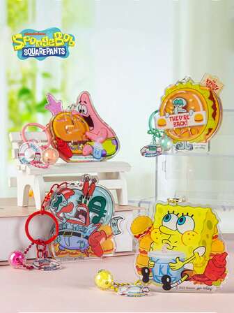 Nickelodeon 1 件海绵宝宝官方授权 DIY 钥匙扣盲盒章鱼哥特尤金·H·克拉布包手机汽车金属钥匙装饰时尚单个圣诞节万圣节派对生日礼物随机一个汽车配件包饰背包学校卡通可爱哥特 Y2k 包挂绳带身份证夹汽车配件包饰