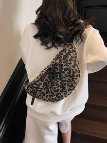 New Ins Style Leopard Print Casual Waist Bag/Chest Bag, Versatile Cloud Pattern Unique Shoulder Crossbody Bag/Casual Phone Pouch - Multicolor - View 7