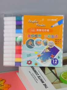 Set de 12/24/36/48 rotuladores de pintura acrílica de colores para pintura y manualidades DIY, a prueba de agua, lavables, se pueden usar para pintar en tela, vidrio, cerámica, plástico y la mayoría de las superficies, es una papelería de pintura utilizada para manualidades DIY, bocetos y crear hermosas obras de arte en oficinas, escuelas, estudiantes, papelería y útiles escolares.