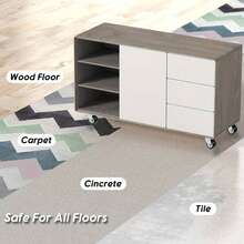 4 件 1.25 英寸/2 英寸重型定向脚轮，静音黑色固定脚轮，适用于电脑柜、办公桌、工作台、小型家具 - 黑色 - 查看 5