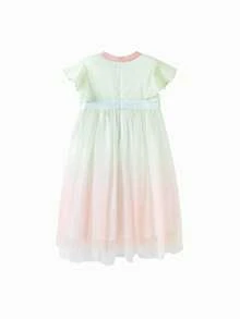 Balabala 2026 Summer Tween Girl Butterfly Embroidered Hanfu Cheongsam Dress - Green and Red Tones - View 5