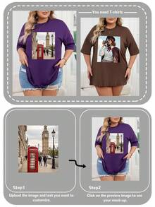 Customized Loose Women T-Shirt, Upload Your Own Photo/Group Photo/Pet Photo/Team Photo, Personalized Text/Birthday Wishes/Interesting Quotes/Slogans, Plus Size Women Round Neck Plus Size Sports T-Shirt, Customized Graphics Women T-Shirt, Women Black Casual Top, Anniversary Gift, Valentine's Gift, Birthday Gift, Best Friend Gift, Summer Women Top