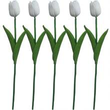 1pc/5pcs/10pcs Miniature PU Plastic Tulip Artificial Flowers, Lifelike Decor For Home, Cafe, Garden, Patio, Suitable For Spring & Summer Decoration