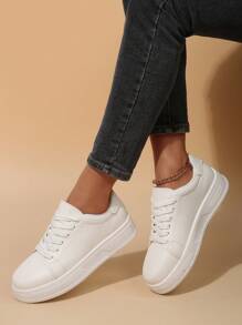 Women's Fashion Platform Lace-Up Casual Sports Trainers, Versatile Canvas Sneakers For All Seasons