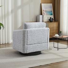 31.5"W Swivel Accent Chair And Comfy Round Accent Single Sofa Chair, 360 Degree Club Chair, Lounge Armchair For Living Room,Bedroom.Nursery.White-Black Chenille - 1 - View 4