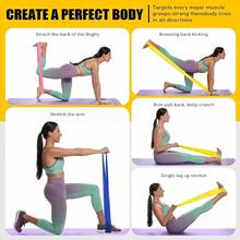 4pcs/Set Resistance Bands, Yoga, Pilates, Fitness And Strength Training Stretch Bands, Elastic Exercise Bands, Suitable For Yoga, Pilates, Gym Warm-Up Preparation Activities, Resistance Bands Are The Ideal Choice For Yoga, Pilates, Fitness, And Strength Training. - Multicolor - View 5