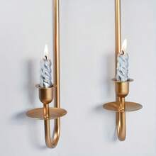 2 pièces Supports de bougie muraux en métal moderne, parfaits pour le salon, le style fermier, la décoration de la cheminée, idéaux pour Halloween, Noël et plus, décoration de Noël, décoration d'intérieur