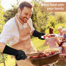 2pcs Heat Resistant Baking Gloves, 800°F Non-Slip Silicone Insulated Oven Mitts For Kitchen, BBQ, Camping And Cookware