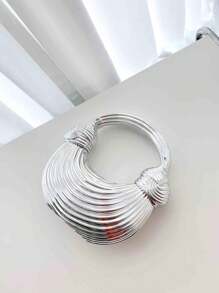 1pc Golden Plastic Acrylic Clutch Bag With Large Handle & Chain, High Capacity, Fashion Purse Suitable For Party/Banquet