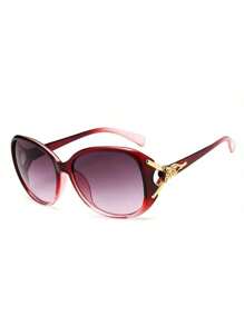 1 pièce Lunettes de mode rondes pour femmes, verres dégradés, décoration renard en métal. décontractées pour l'extérieur, la plage, les vacances, l'extérieur, les voyages