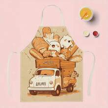 1pc Nail - Art & Heart - Felt Fashion Apron 3D Pattern Linen Apron For Home Cooking, Kitchen Wear, And Cooking Enthusiasts