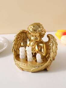 1pc Resin Angel Cross Candlestick Holder, Home Decor For Living Room, Bedroom, Office Desk, Dining Room Candle Light Ambiance Ornament (Candle Not Included)