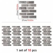 10 Peças/20 Peças/30 Peças Adesivos de azulejo 3D autoadesivos e reforçados, 27 x 27 cm Adesivos decorativos para renovação de parede doméstica, adequados para cozinha, varanda, pia, banheiro e sala de jantar Decoração de casa Decoração de parede Decoração de banheiro Papel de parede Acessórios de cozinha Itens de cozinha Decoração de cozinha Adesivos de parede Adesivo de parede