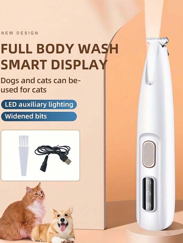 USB Rechargeable Electric Pet Paw Trimmer With LED Light – Safe, Professional Dog Grooming Tool For Illuminated Shaving, Long-Lasting Battery Life, Ergonomic Design For Comfortable Use